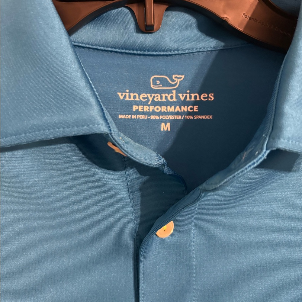 Vineyard Vines M Performance Polo Blue/Lime Striped Golf Shirt - Picture 5 of 5